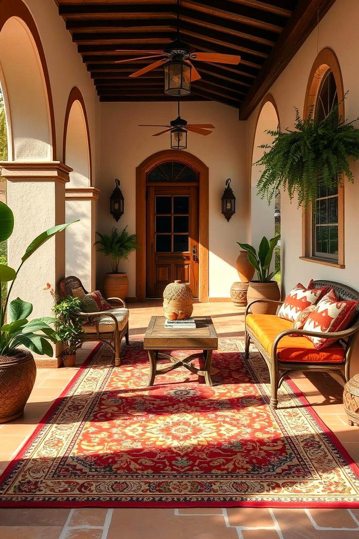 Inviting Outdoor Rug - 30 spanish style front porch ideas