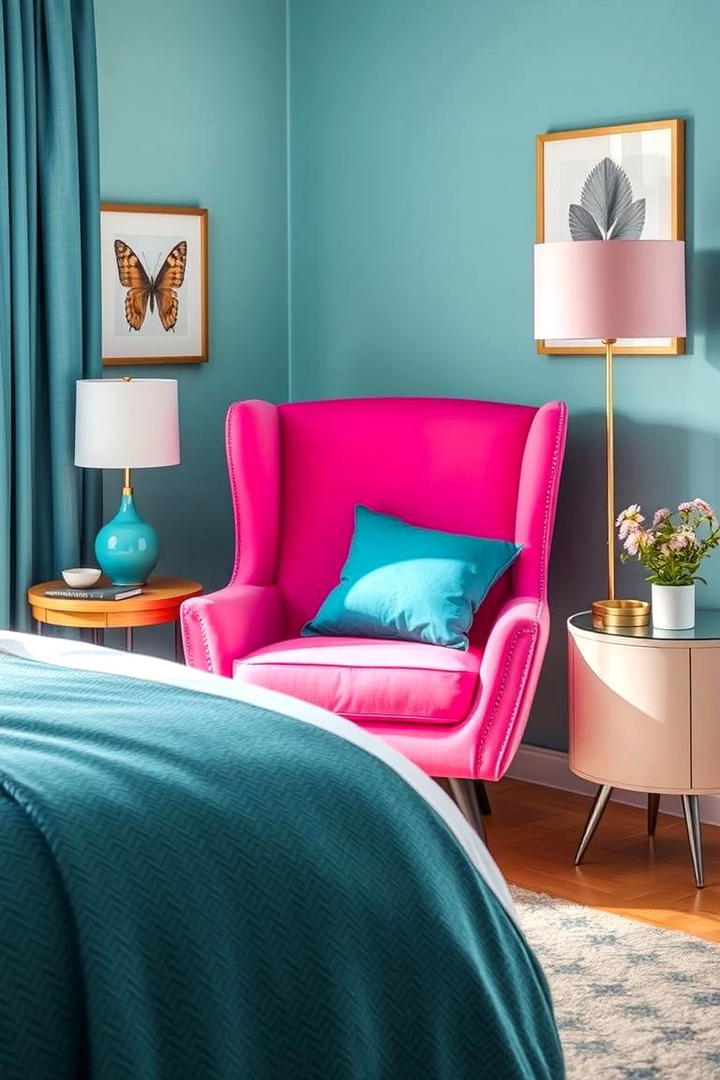 Inviting Pink Accent Chair - 30 Teal and Pink Bedroom Ideas