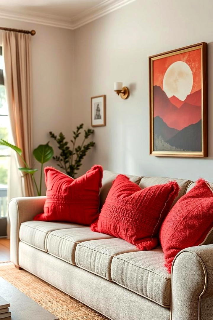 Inviting Red Throw Pillows - 30 Red Living Room Ideas