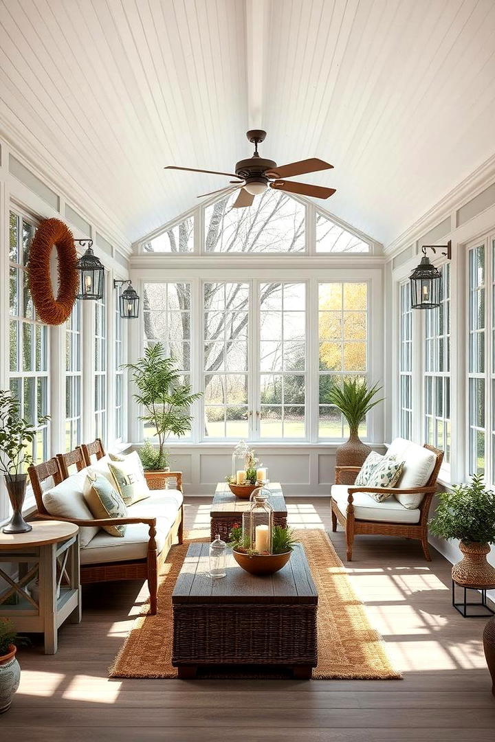 Inviting Sun Porch - 30 Farmhouse Sunroom Ideas