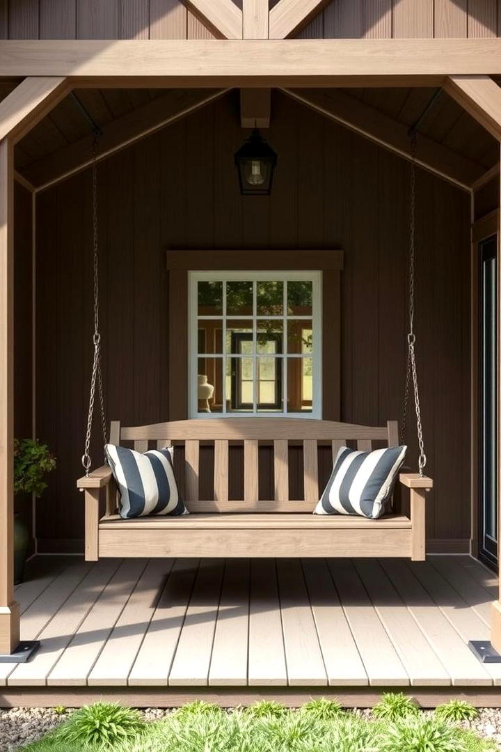 Inviting Swing Porch - 30 Barndominium Front Porch Ideas