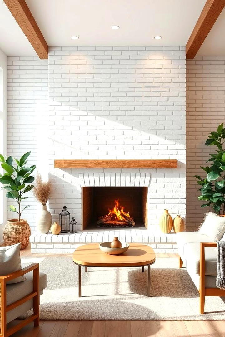 Inviting White Brick Retreat - 30 White Brick Fireplace Ideas