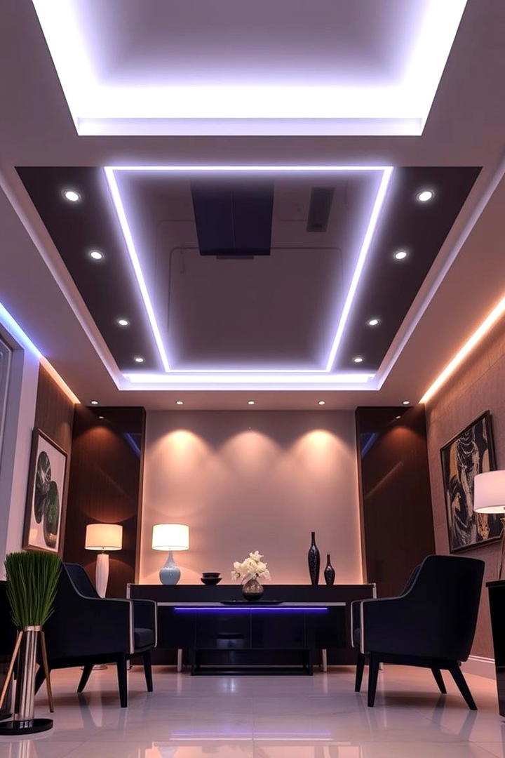 LED Enhanced Pop Features - 30 Pop Ceiling Design Ideas