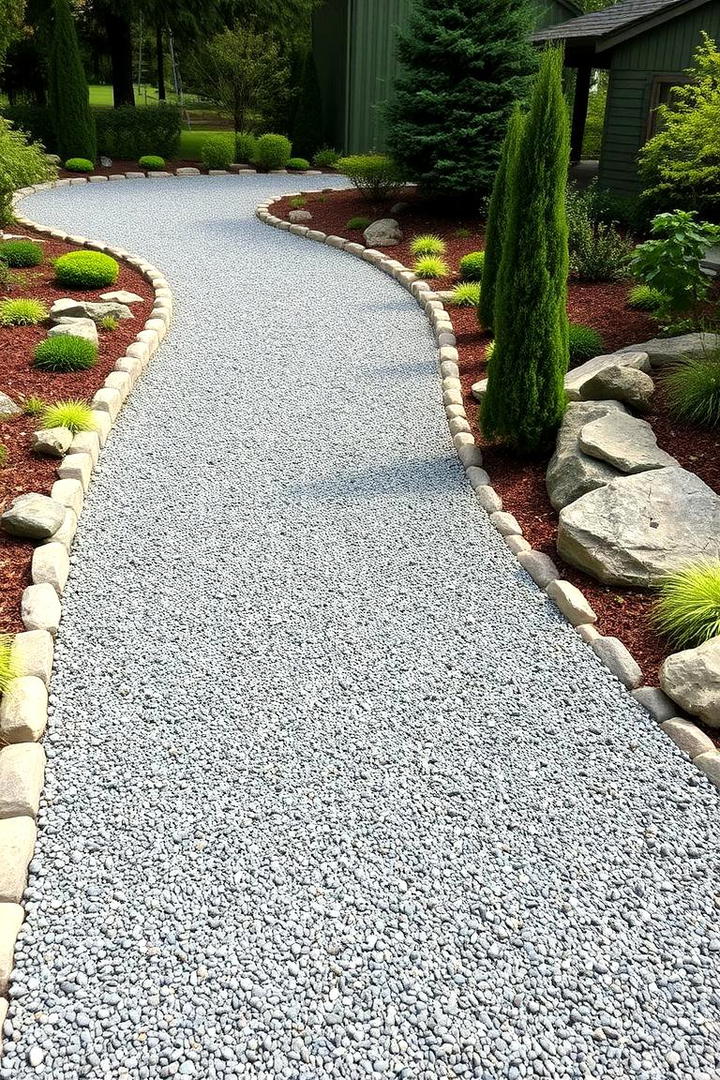 Landscape Integrated Gravel Design - 30 Gravel Driveway Ideas