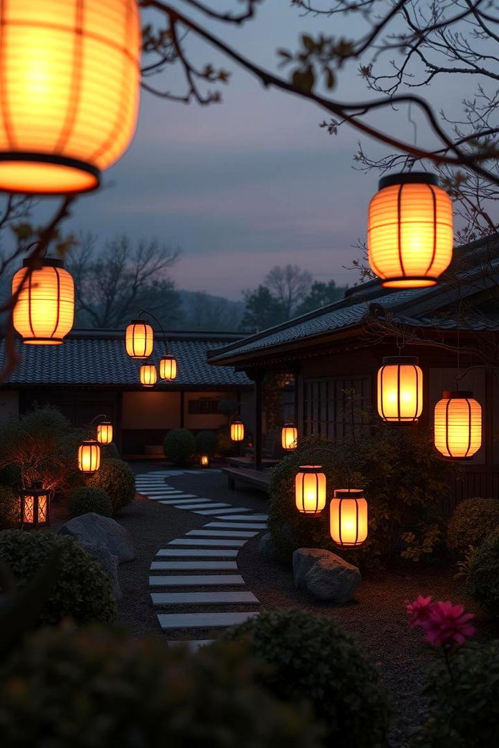 Lantern Lit Evening Garden - 30 Japanese Garden Ideas