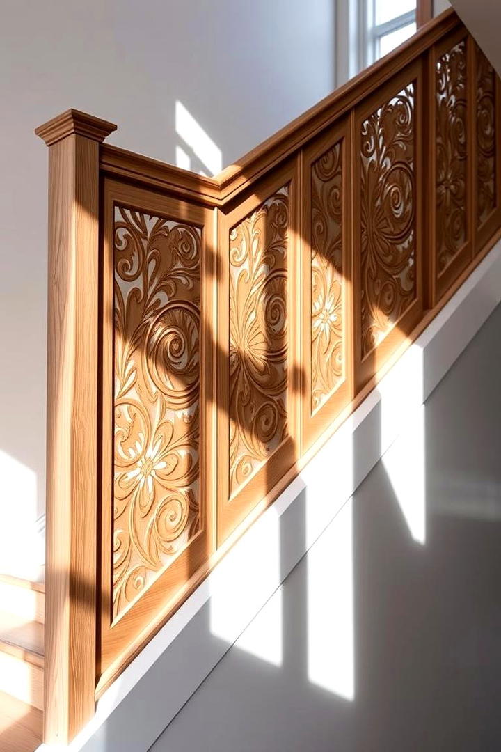 Laser Cut Wooden Panel Railing - 30 Wood Stair Railing Ideas