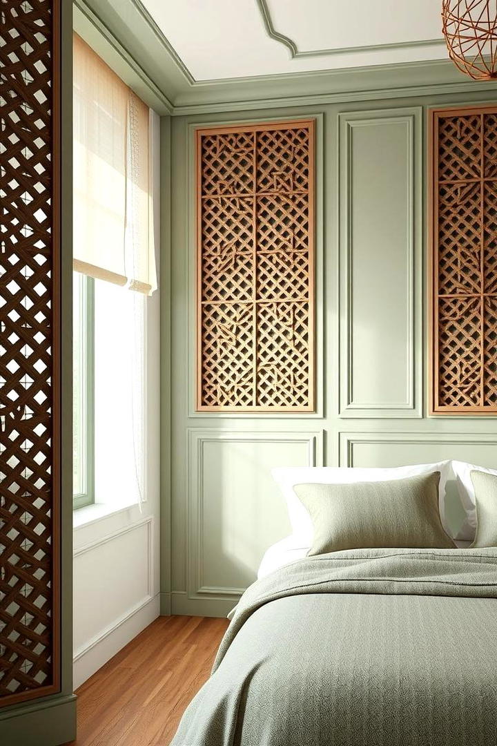 Lattice Pattern Panelling - 30 Green Panelling Bedroom Ideas