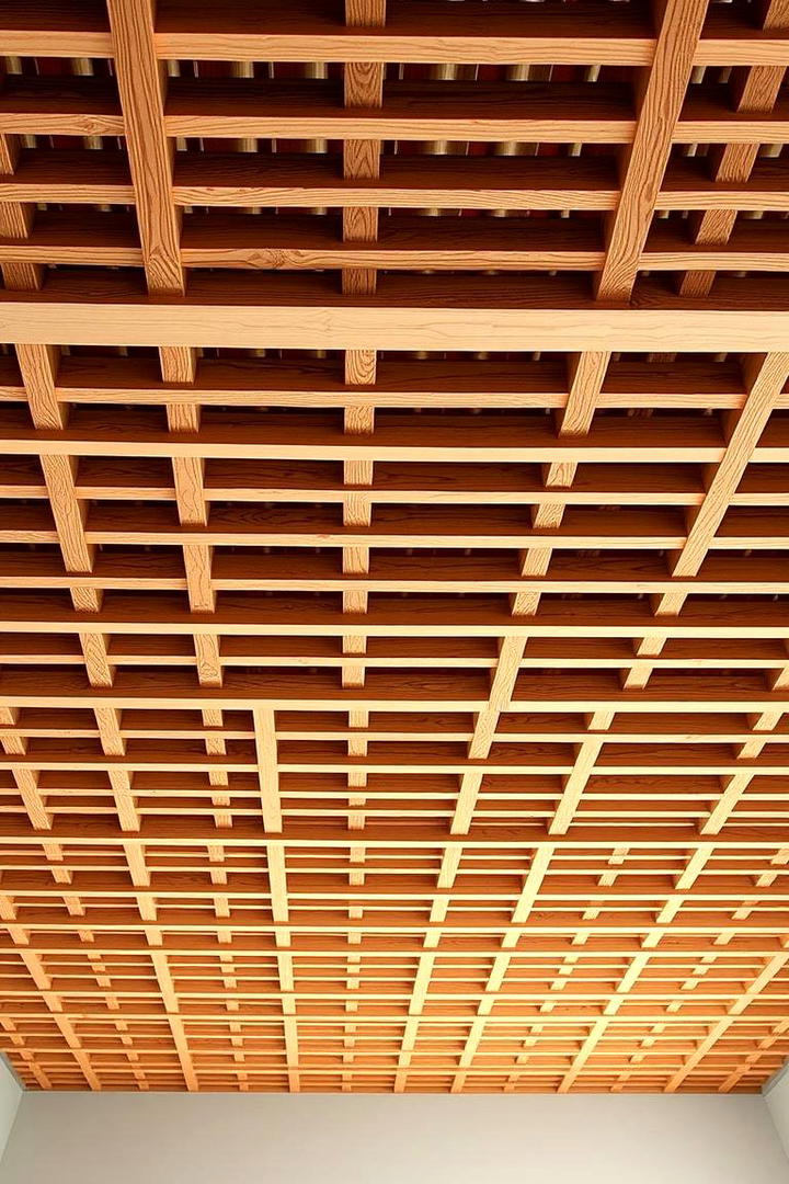 Lattice Style Wood Slat Ceiling - 30 Wood Slat Ceiling Ideas