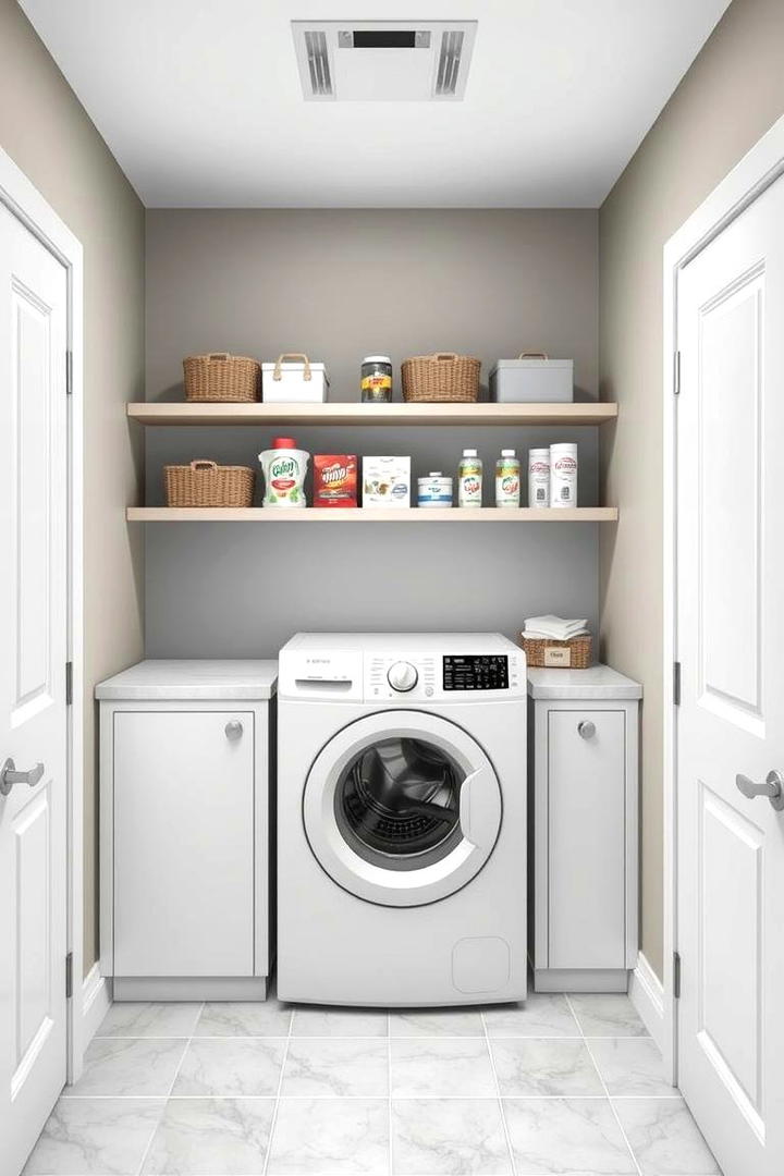 Laundry Supply Spice Shelf Design - 30 Laundry Room Shelf Ideas