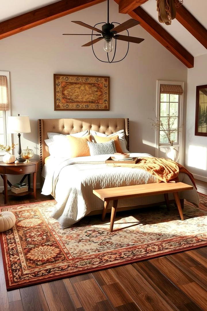 Layered Accent Rugs - 30 Fall Bedroom Decor Ideas