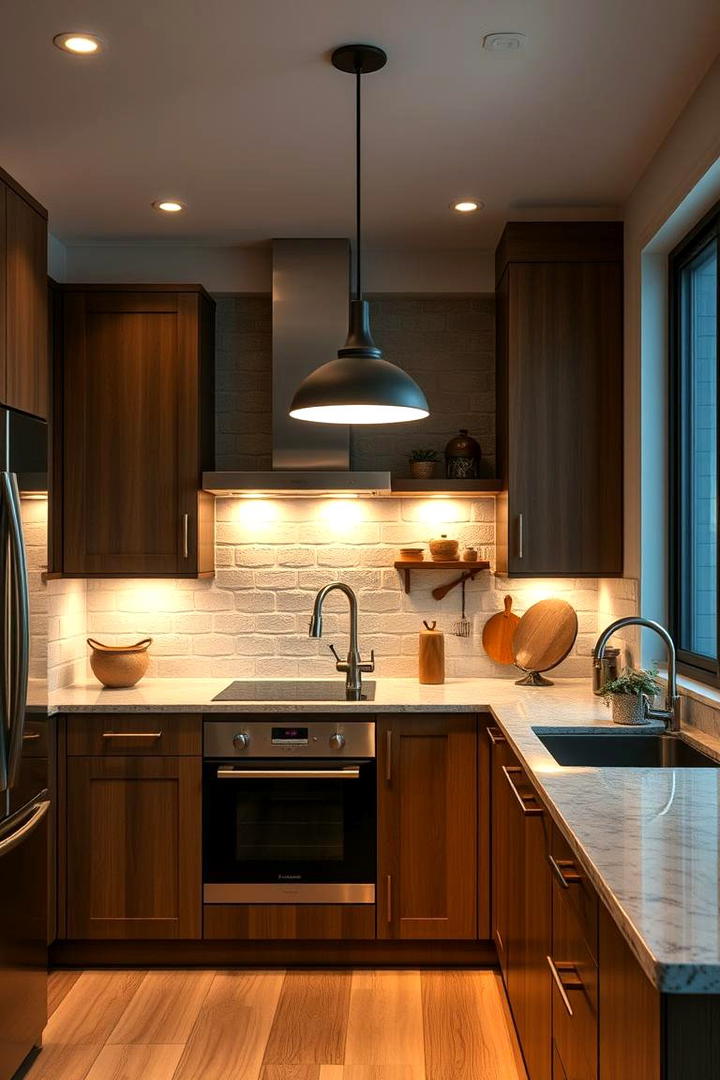 Layered Ambient Illumination - 30 Small Kitchen Lighting Ideas