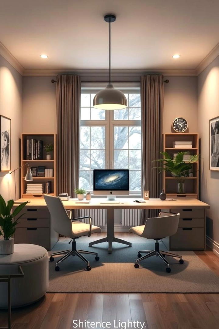 Layered Lighting Strategy - 30 Home Office Lighting Ideas