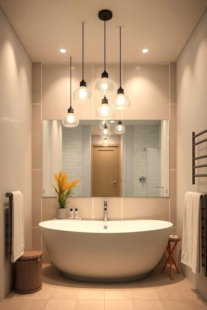 Layered Lighting - 30 Bathroom Pendant Lighting Ideas