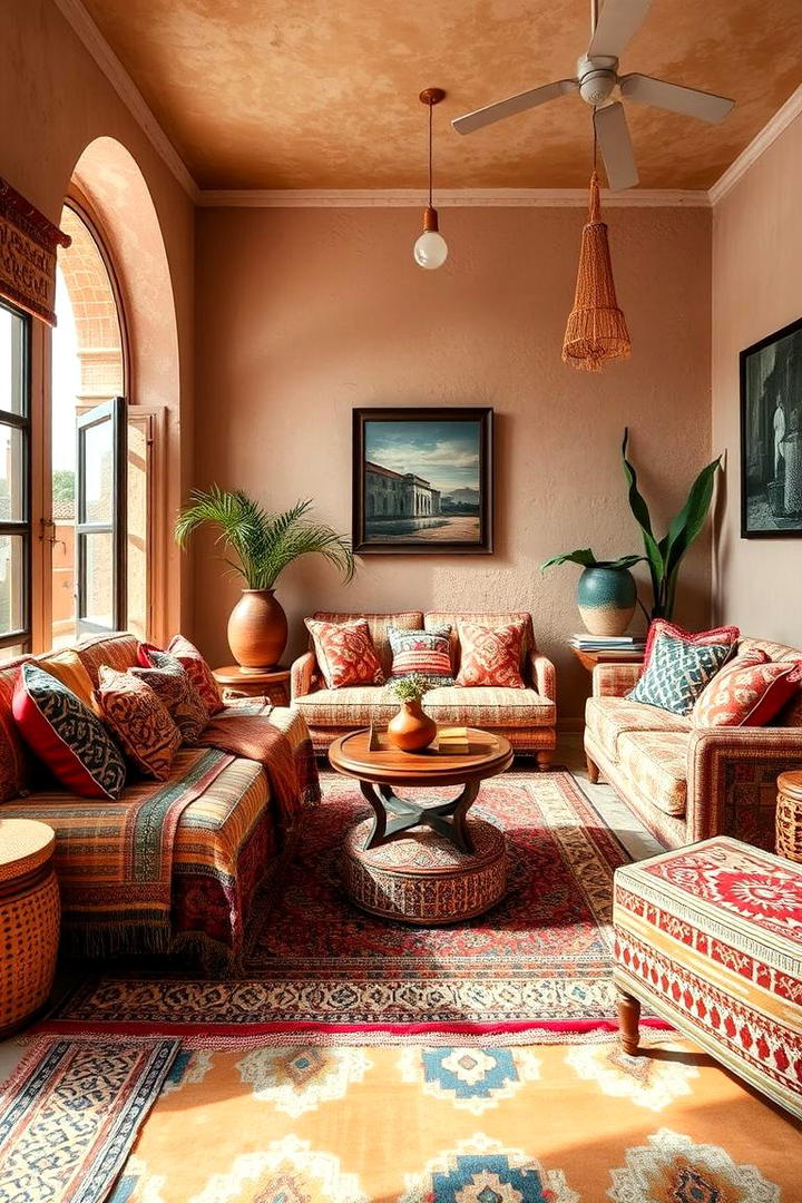 Layered Patterned Textures - 30 Mediterranean Living Room Ideas