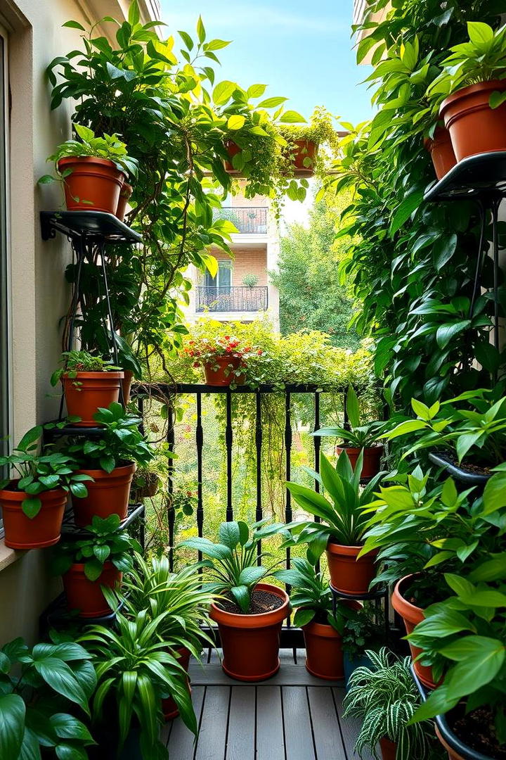 Layered Potted Greenery - 30 Balcony Privacy Ideas