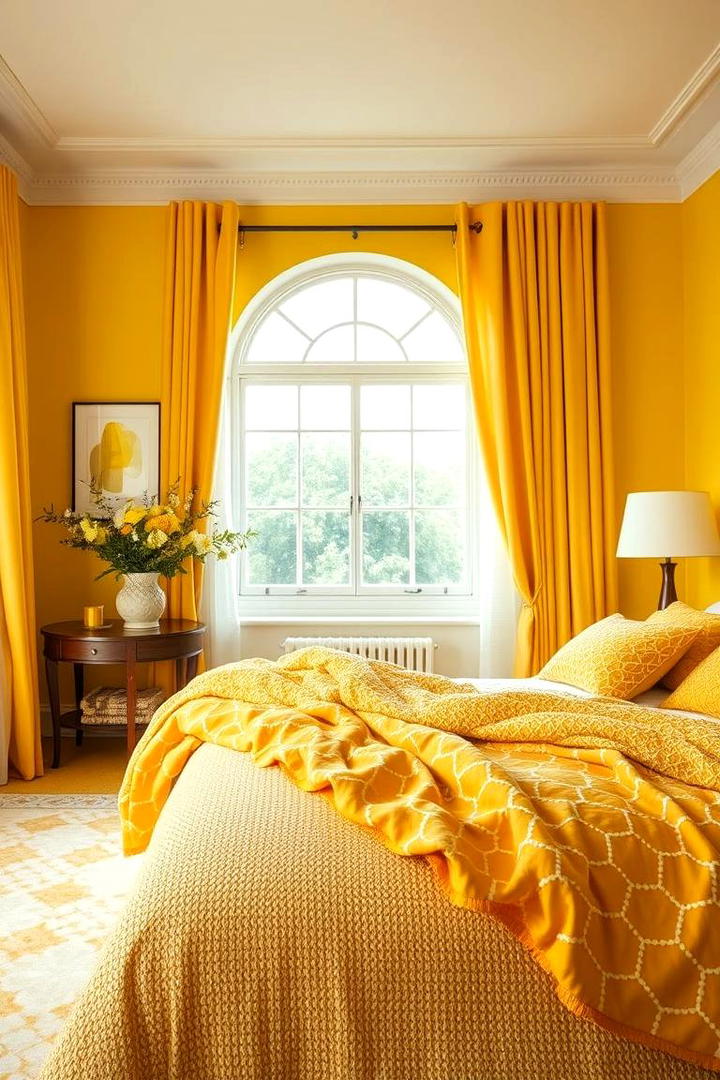 Layered Yellow Textures - 30 Yellow Bedroom Ideas