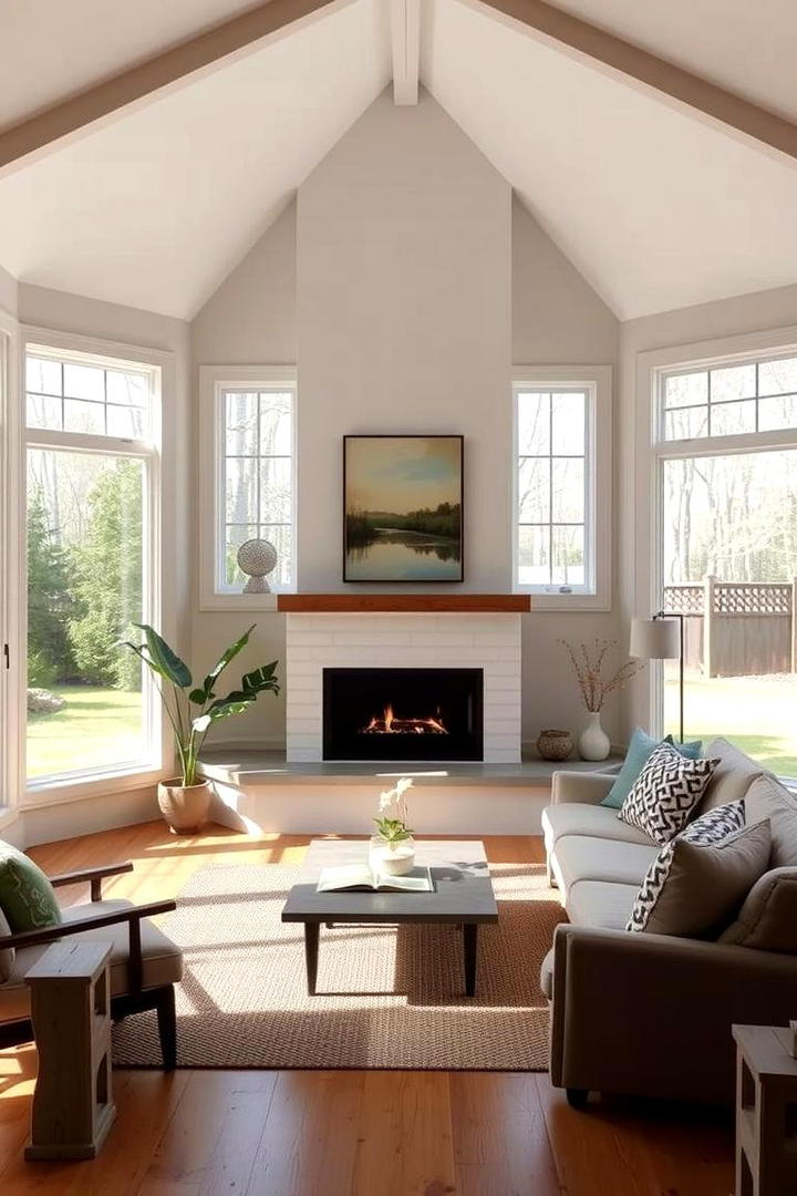 Light Filled Sunroom with Minimalist Fireplace - 30 Sunroom With Fireplace