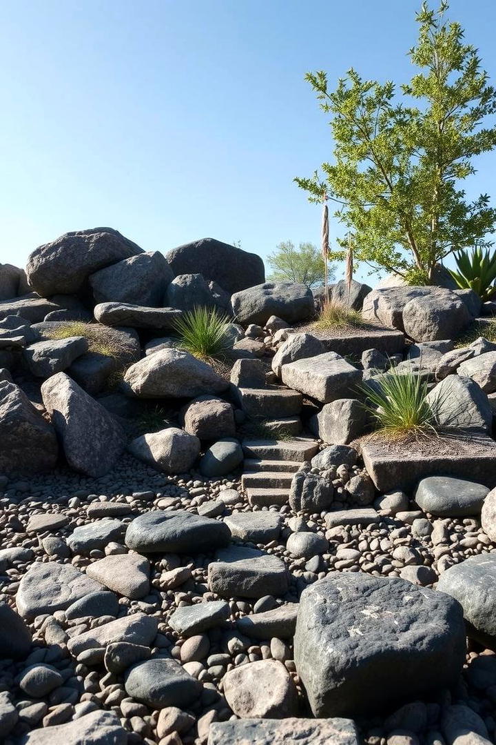 Low Maintenance Rock Oasis - 30 Black River Rock Landscaping Ideas