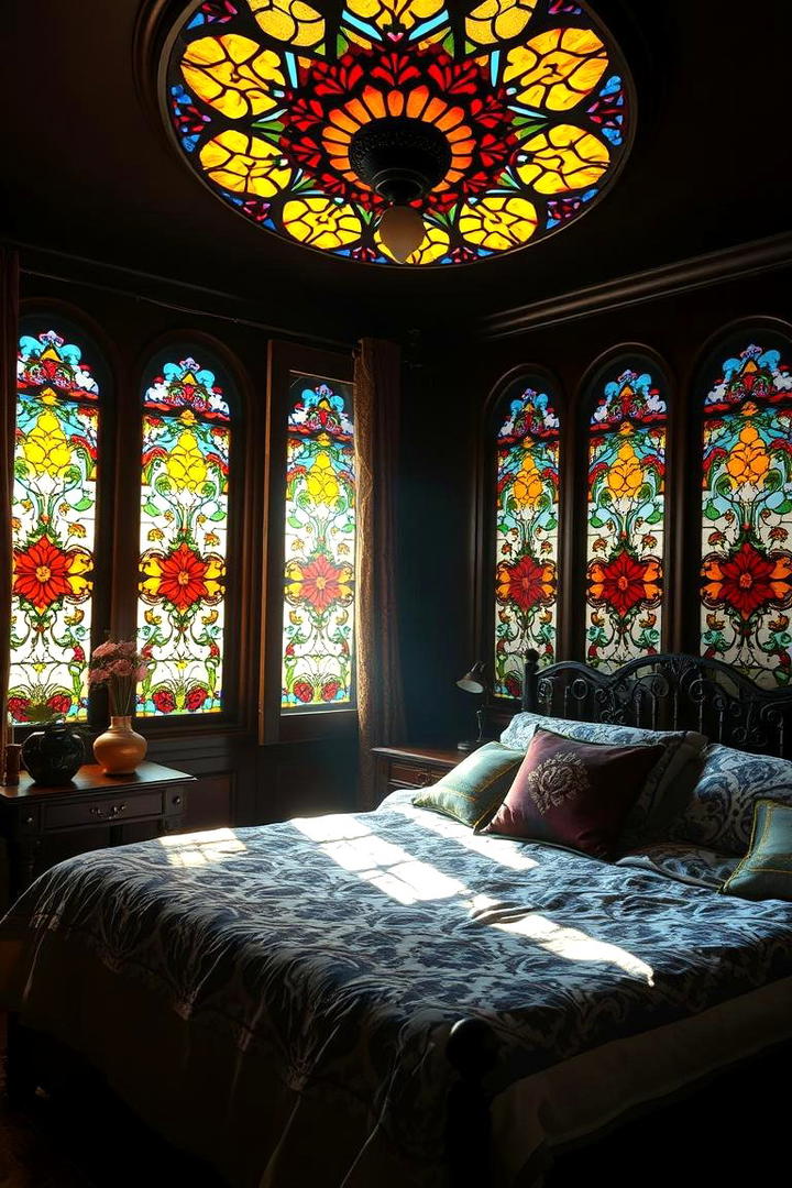 Luminous Stained Glass - 30 Dark Boho Bedroom Ideas