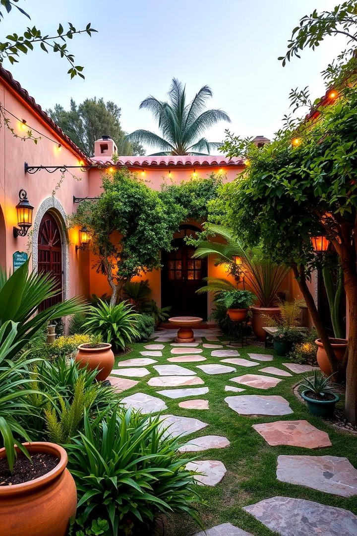 Lush Garden Courtyards - 30 Mexican Style House Design Ideas