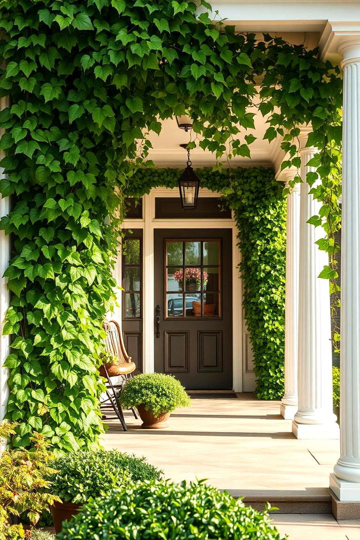 Lush Green Ivy Climbing - 30 Southern Front Porch Ideas