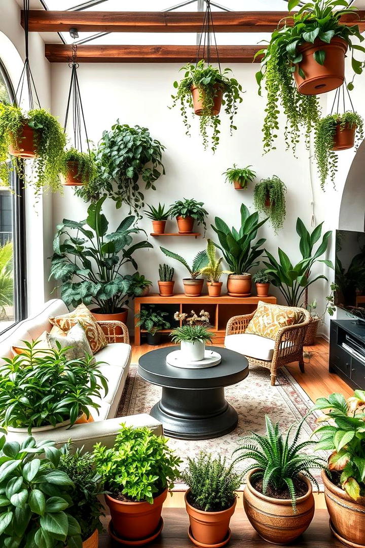 Lush Indoor Greenery - 30 Mediterranean Living Room Ideas