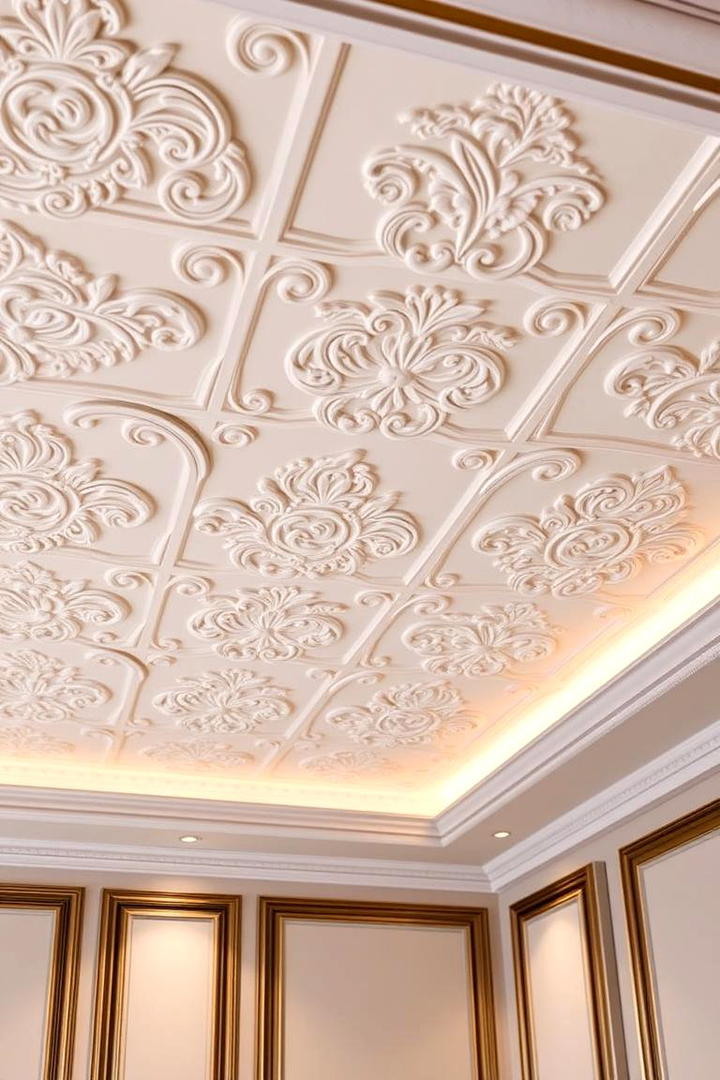 Luxe Embossed Ceiling - 30 Ceiling Paint Ideas