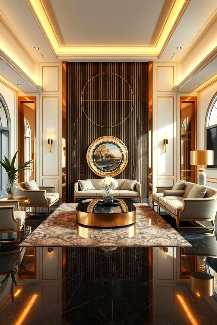 Luxe Metallic Accents - 30 Art Deco Living Room Ideas