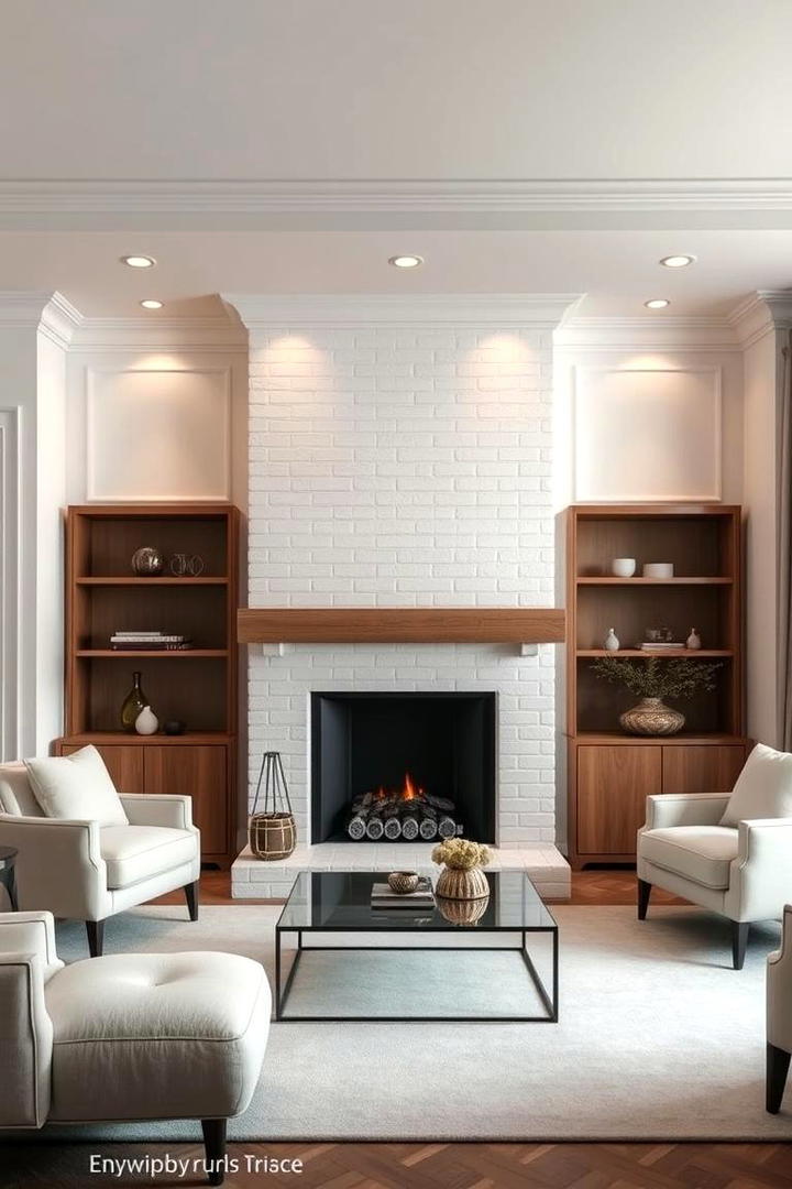 Luxe White Brick Surround - 30 White Brick Fireplace Ideas