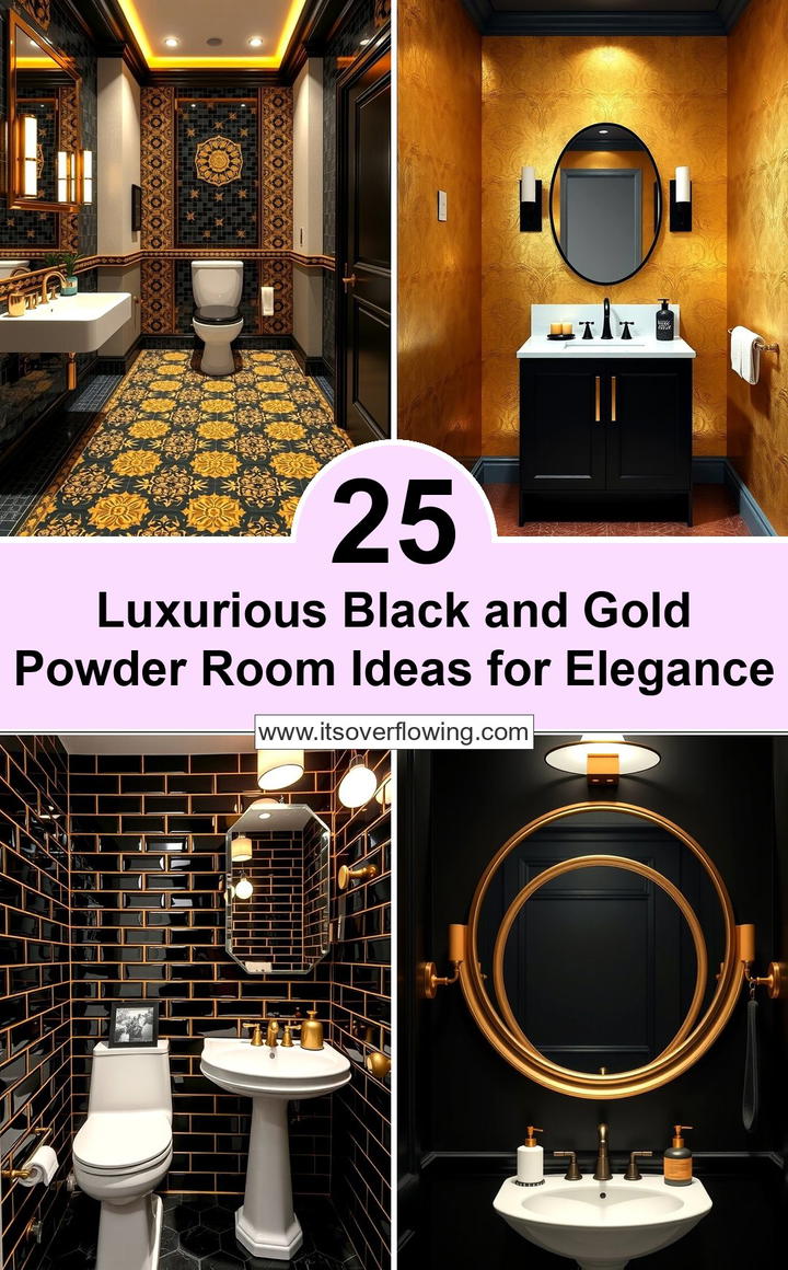 Luxurious Black and Gold Powder Room Ideas for Elegance