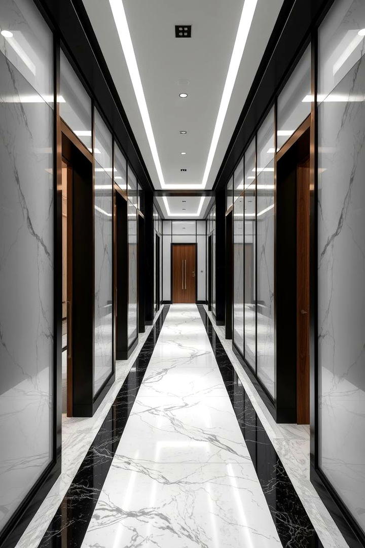 Luxurious Contrasting Materials - 30 Black and White Hallway Ideas