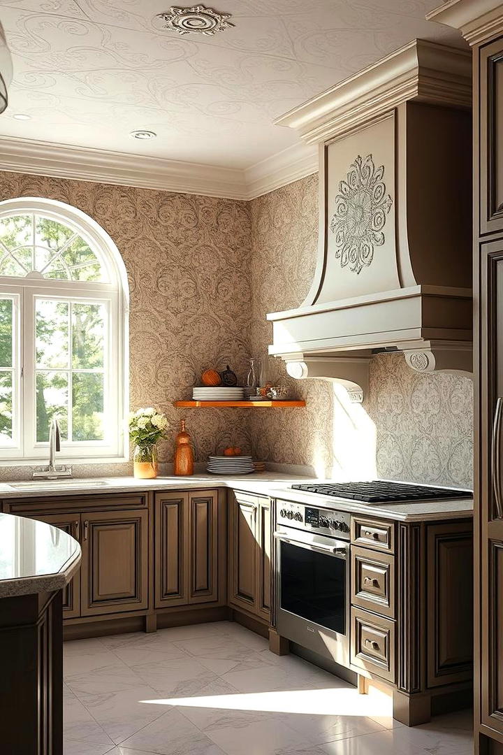 Luxurious Embossed Finishes - 30 Kitchen Wallpaper Ideas