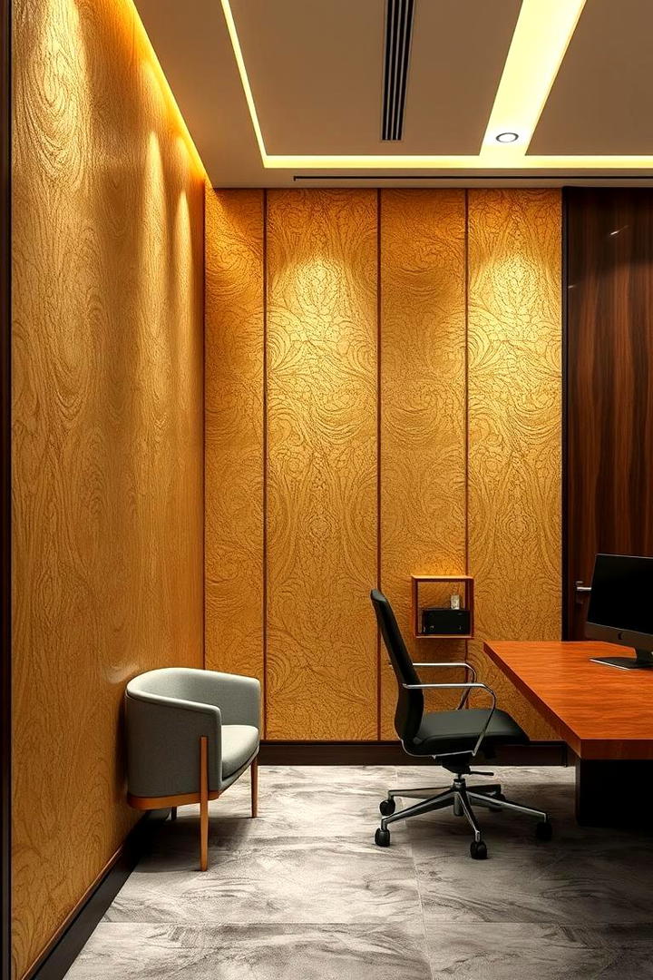 Luxurious Gold Accents - 30 Office Wallpaper Ideas