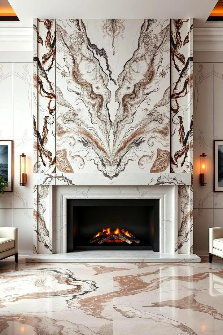 Luxurious Marble Effect - 30 Fireplace Paint Ideas