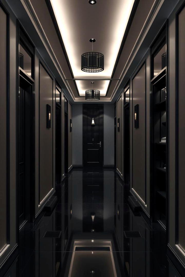 Luxurious Monochrome Palette - 30 Black Hallway Ideas