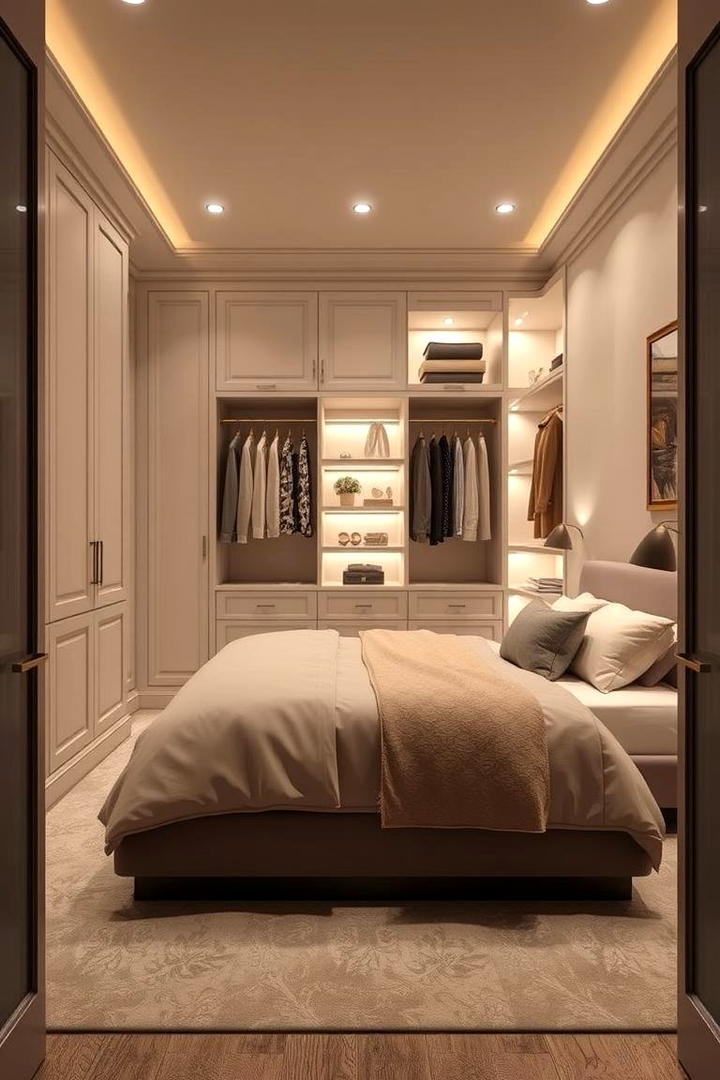 Luxury Boutique Closet - 30 Built-in Wardrobe Ideas Around a Bed