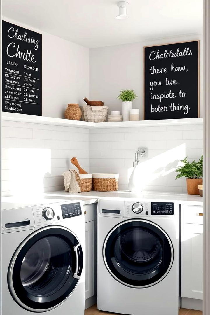 Magnetic Chalkboard Shelves for Laundry Notes - 30 Laundry Room Shelf Ideas