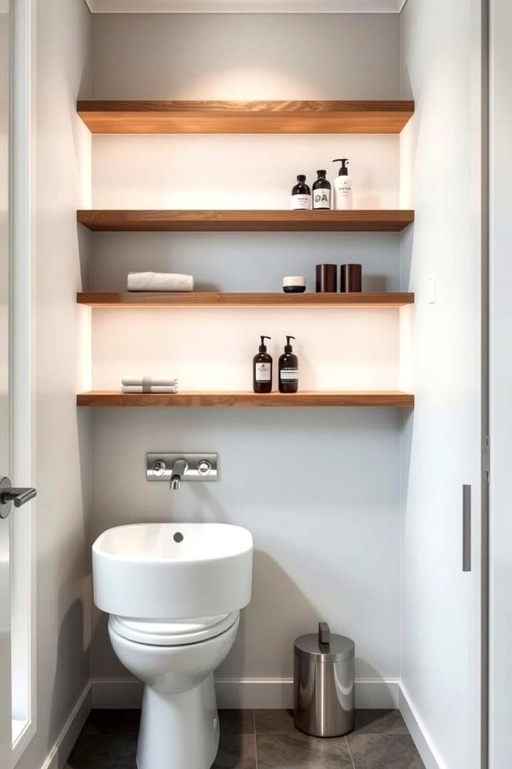 Magnetic Floating Shelves - 30 Small Bathroom Shelving Ideas