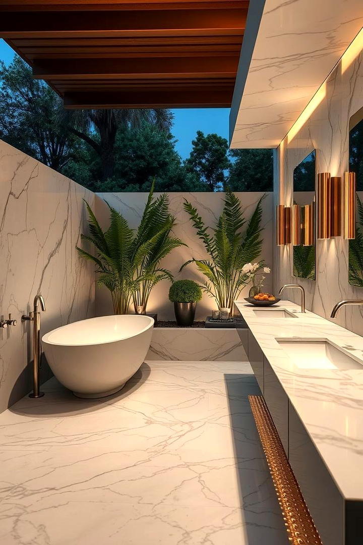 Marble Spa Extravaganza - 30 Outdoor Bathroom Ideas