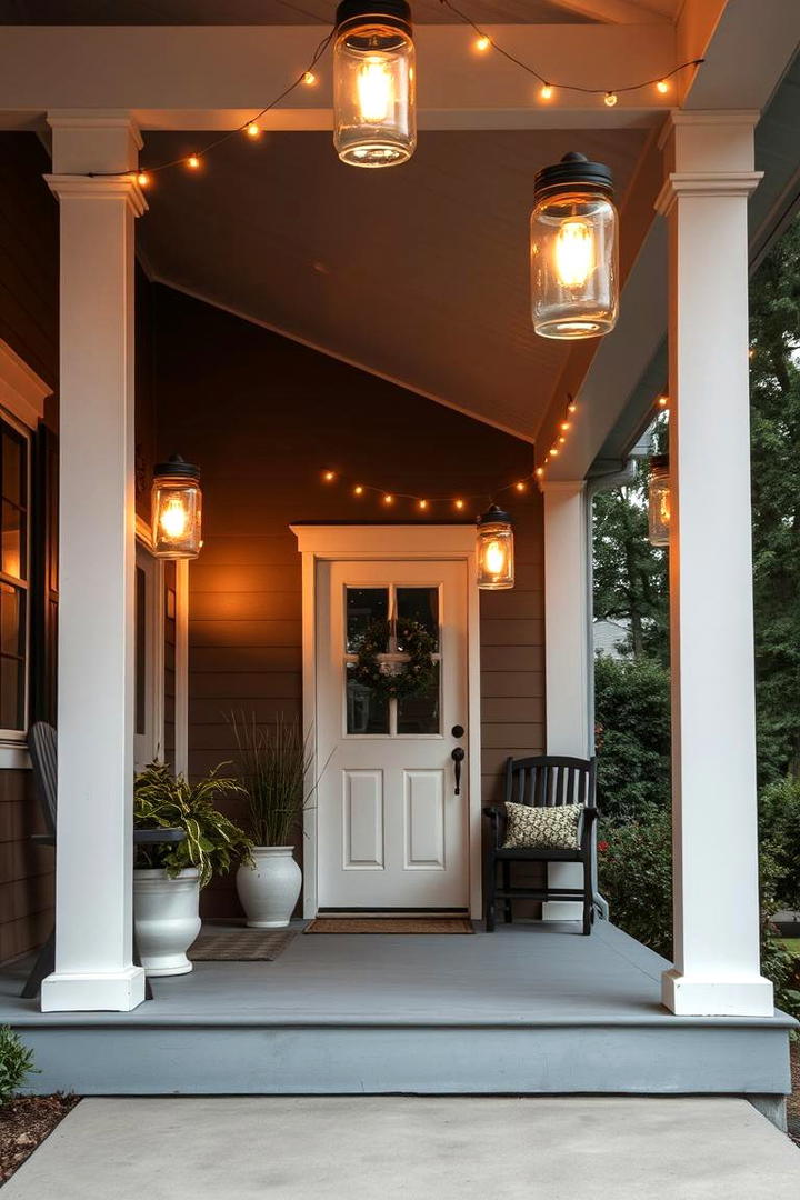 Mason Jar Lighting Ambiance - 30 Southern Front Porch Ideas