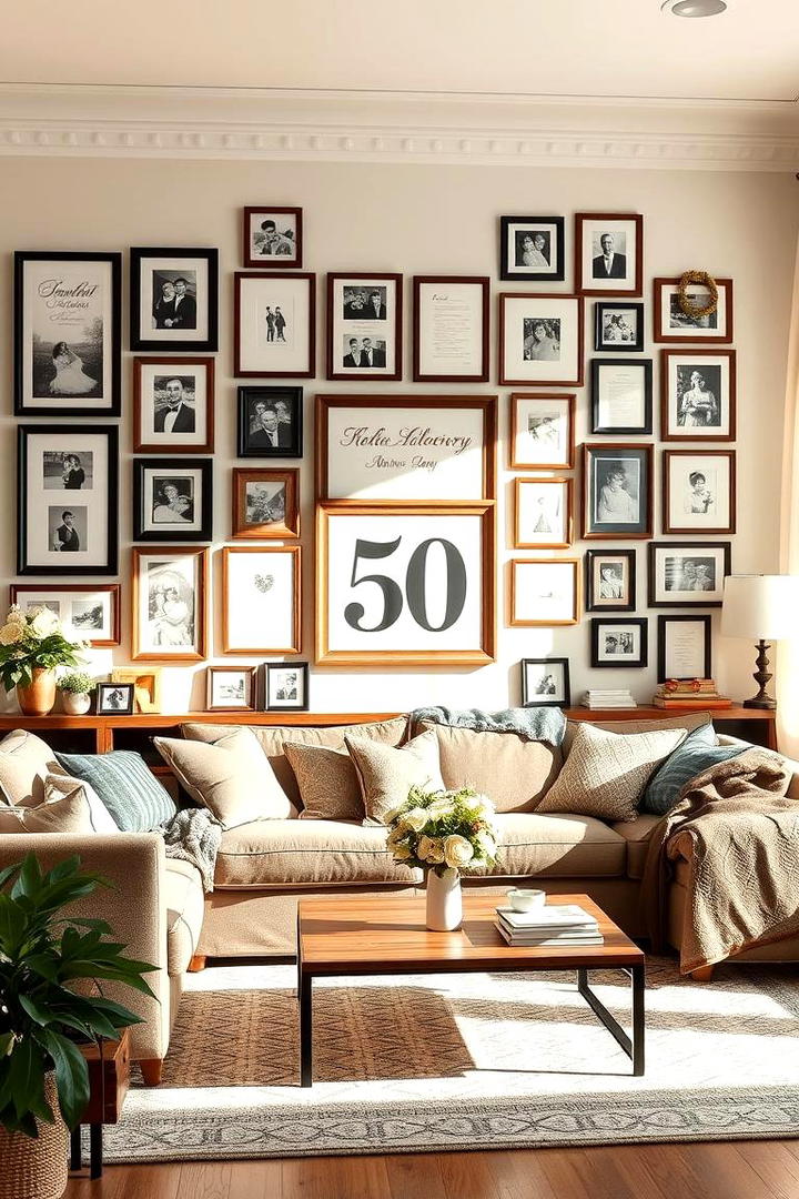 Memory Gallery Wall - 30 50th Wedding Anniversary Ideas