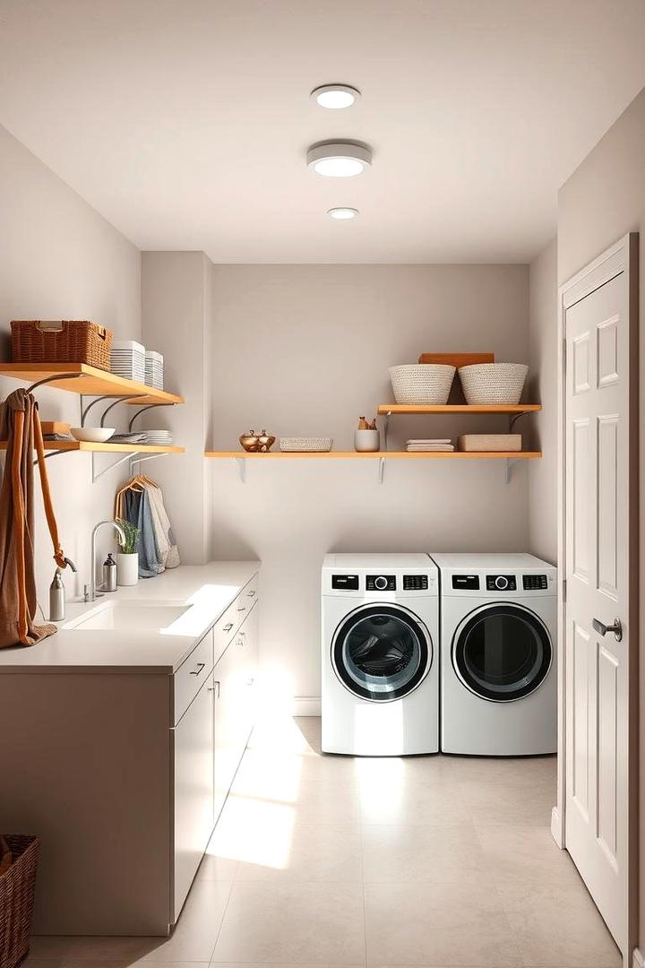 Minimalist Approach with Clean Lines - 30 basement laundry room ideas