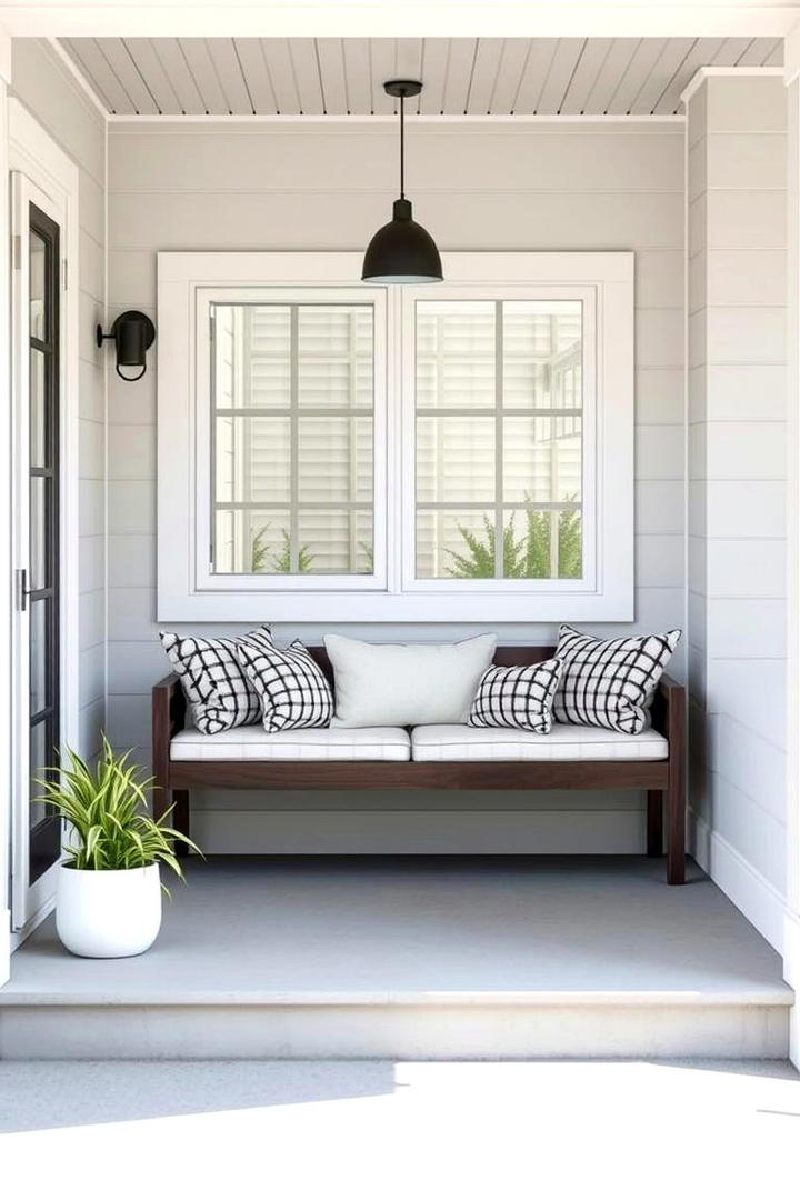 Minimalist Bench Seating - 30 Small Front Porch Ideas