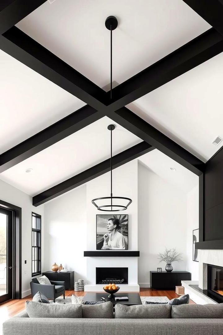 Minimalist Black Beam Ceilings - 30 Black Ceiling Design Ideas