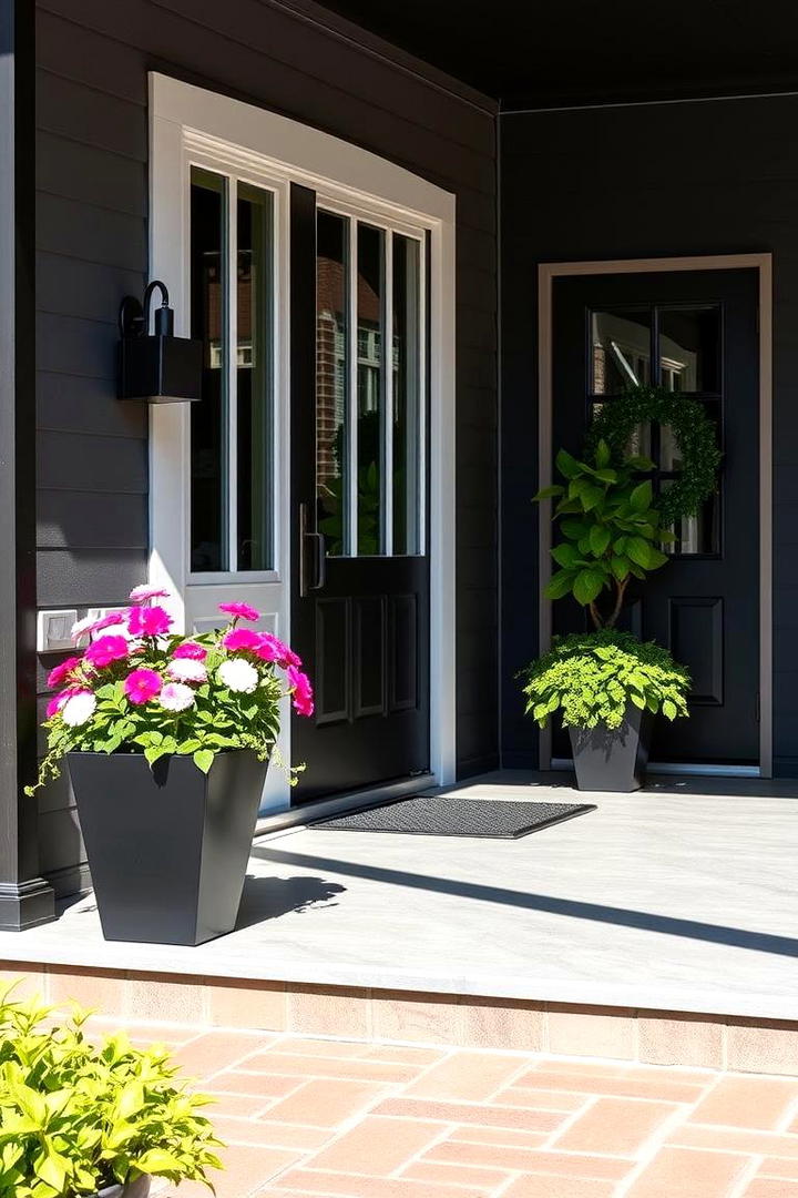 Minimalist Black Planters - 30 Black Porch Ideas