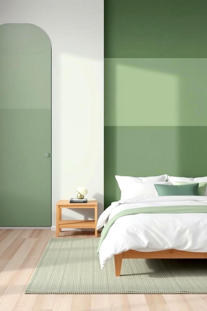 Minimalist Green Accent Panels - 30 Green Panelling Bedroom Ideas