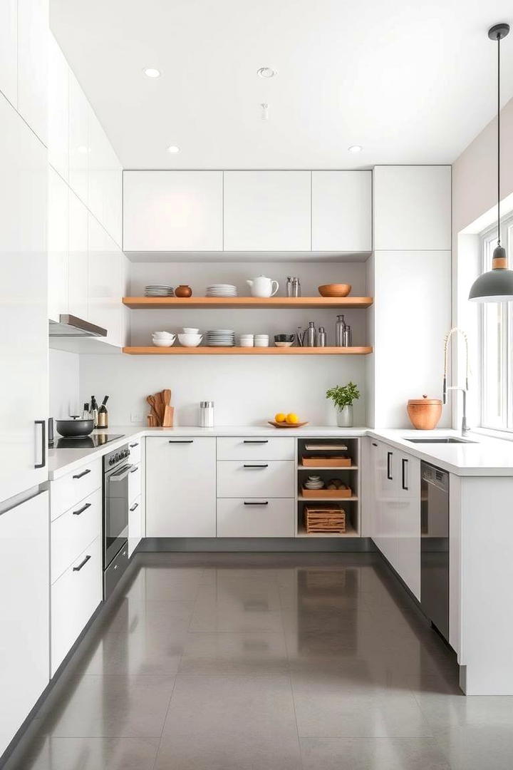 Minimalist Grey Kitchen with Hidden Storage - 30 Kitchens With Grey Floors