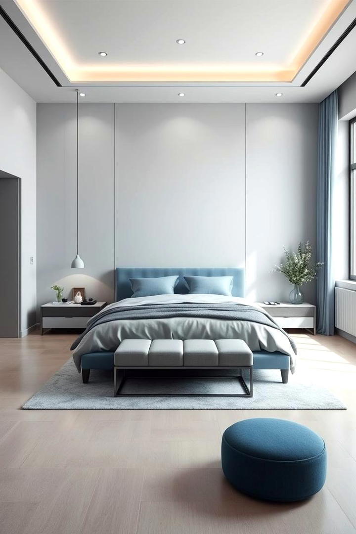 Minimalist Grey Sanctuary - 30 Blue and Grey Bedroom Ideas