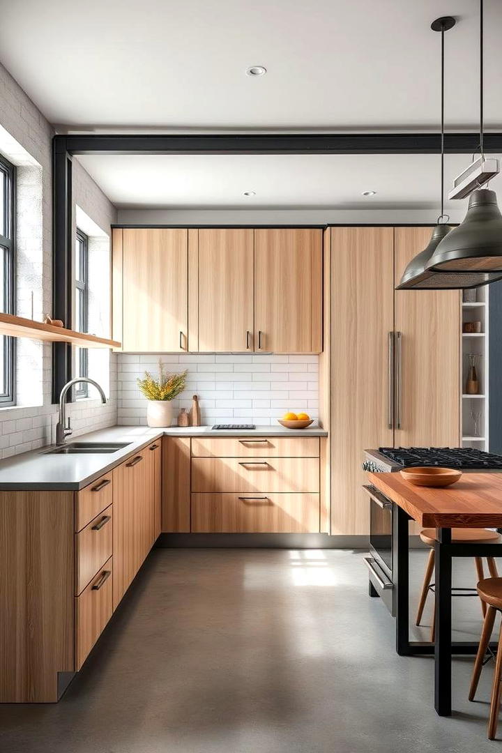 Minimalist Industrial Fusion - 30 Kitchens With Light Wood Cabinets