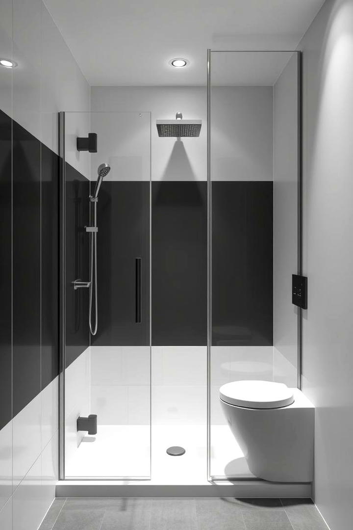 Minimalist Monochrome Shower - 30 Corner Shower Ideas